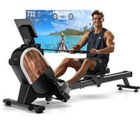 Asfasfq-Rameur, Rameur Musculation D'appartement, Rameur Magnétique Silencieux, Rowing Machine Connecter App Avec Écran Lcd,16 Niveaux De Résistance, Rails Doubles Améliorés, Capacité Maximale 160kg