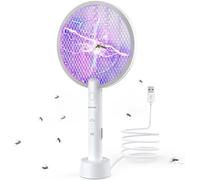 ASFASFq-Raquette Electrique Insectes, Raquette Moustique Electrique 4000V USB Rechargeable, Anti Moustiques et Insectes Volants Haute Efficacité, Postuler à Intérieur et Extérieur (Blanc,1PC)