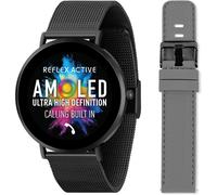 Asfasfq-Reflex Active Amoled Series 42 Montre Connectée Ultra Fine Pour Homme Et Femme Avec Gps, Fréquence Cardiaque, Moniteur De Sommeil, Compteur De Pas, Maille Noire Et Bracelet En Silicone Gris P
