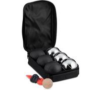 Asfasfq-Reladays Boule De Pétanque, Lot De 6 Boules Métalliques, Étui De Transport, Avec Cochonnet, Noire Et Argentée