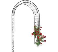 ASFASFq-Relaxdays Arche à rosiers tuteur pour roses obélisque Support de plantes grimpantes colonne de Jardin en fer revêtu de poudrage-H x l x P: 226 x 144 x 36,5 cm-noir