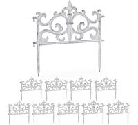 Asfasfq-Relaxdays Barrière De Jardin, 10 Éléments, Design Vintage, À Planter, Chaque Élément H X L : 27 X 27 Cm, Blanche