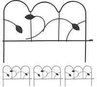 ASFASFq-relaxdays Bordure de Jardin à Planter, 4 éléments de clôture, HxL : 28,5 x 39 cm, métal, Design Vintage, Robuste, Noir