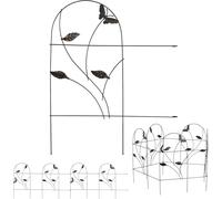 Asfasfq-Relaxdays Bordure Potager, Clôture Jardin 5 Éléments, Métal, Design Papillon, H X L : 46 X 250 Cm, Noir