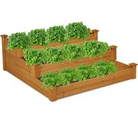 Asfasfq-Relaxdays Carré Potager 3 Niveaux, Jardinière En Escalier, Hlp : 46x122x122 Cm, Sapin, Parterre Jardin, Terrasse, Nature