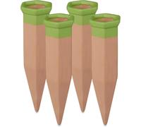 ASFASFq-relaxdays Cône d'arrosage, Argile, Set de 4, Bouteilles en Pet d¿1,5 l, jardinières et Plantes en Pot, Terre Cuite