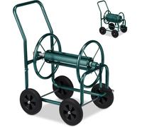 ASFASFq-relaxdays Dévidoir Tuyau d¿arrosage, Connexion 1/2"" & 3/4"", Jusqu¿à 60 m de Long, 4 Roues en Caoutchouc, métal, Vert