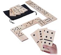Asfasfq-Relaxdays Domino Xxl, Pièces En Bois Pour Jardin Et Extérieur, 28 Pièces, Petits Et Grands, 1 Pièce Hxlxp 15x7,5x1 Cm