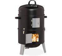 ASFASFq-relaxdays Fumoir 3 en 1, Smoker, pour Faire Griller, Faire Fumer et macérer, thermomètre avec Sortie d¿air, BBQ, Noir