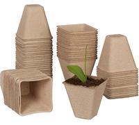 ASFASFq-relaxdays Godets semis, lot Pratique de 80, carré, HLP 8 x 8 x 8 cm, Pots de Jardinage en Papier, Nature