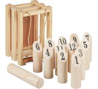 Asfasfq-Relaxdays Kubb, Jeu Kubb Viking En Bois, Caisse De Transport, Adultesm Enfants, 12x28x18m5 Cm, Jardin, Camping, Nature