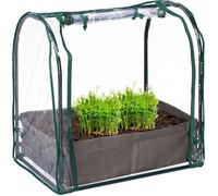 ASFASFq-Relaxdays Mini Serre avec Sac de Plantation, HLP : 70x68x50 cm, Film en PVC, Fermeture à glissière, Transparent/Vert