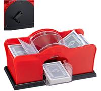 Asfasfq-Relaxdays Mixeur De Cartes 10031555, 2 Jeux, Manivelle, Mixeur Manuel Pour Cartes À Jouer Jusqu'à 91 Mm, Plastique, Rouge/Noir