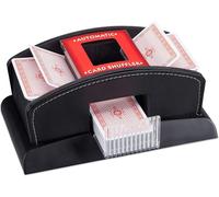 Asfasfq-Relaxdays , Mixeur De Cartes Électrique Noir, Cuir, 2 Jeux De Cartes, Mixeur Pour Mélanger Des Cartes, Mélangeur De Cartes, Standard, Pour Cartes À Jouer Standard D'une Taille De 6,3 × 9,2 Cm