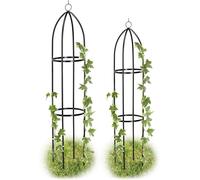 Asfasfq-Relaxdays Obélisque De Jardin, Colonne Rosier, Arche Plante Grimpante, Set De 2 Métal Cage Rose H 139 Et 149 Cm, Noir