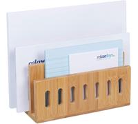 Asfasfq-Relaxdays Organiseur Bureau, Bambou, 3 Compartiments, Trieur Courrier Pratique, Porte-Documents, Hlp: 13x18x8 Cm, Nature