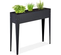 Asfasfq-Relaxdays Parterre Surélevé En Métal, Bac À Fleurs Pour Jardin, Balcon & Terrasse, Pot À Fleurs, Hlp : 83x99x26 Cm, Noir