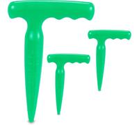 ASFASFq-relaxdays Plantoir en Lot de 3, Plastique, avec échelle, poignée en T Pratique, Outil Jardin, Canne à Planter, Vert