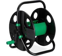 ASFASFq-relaxdays Porte-Tuyau de 30m 1/2 Pouces, Chariot Vide pour Le Jardin, Camping ou Balcon, HBT 39x43x30 cm, Noir-Vert