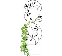 ASFASFq-Relaxdays Treillis jardin oiseaux fer, Clôture plante grimpante Grille fleurs métal, Arceau rosier, 120 x 40 cm, noir