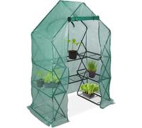 ASFASFq-relaxdays, vert Serre pliable, Etagère 195 cm plantes tomates semis jardin, Bâche HxlxP: 195 x 138 x 72 cm