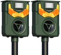 ASFASFq-Répulsif Chat Ultrason - Répulsif Chat Extérieur avec Lumière Flamme LED - Recharge Solaire et USB - Ultrason Chat Étanche - pour Jardins, Potagers et Champs - Dernier Modèle (Lot de 2)
