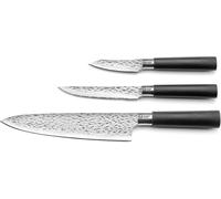 Asfasfq-Richardson Sheffield - Set 3 Couteaux De Cuisine : Utile, Office Et Chef - Katana - Acier Inoxydable 13 C - Finition Satinée - - Noir