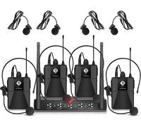 ASFASFq-Rigwig Audio Pro UHF Système de microphone sans fil 4 canaux avec micro cravate sans fil, récepteur en métal, idéal pour karaoké, église, mariage, rassemblement, avec 4 sacs