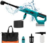 ASFASFq-Roadtime Nettoyeur Haute Pression sans Fil pour Makita Batterie, Pistolet de Nettoyage et D'arrosage Mobile Portable avec Conduite d'eau de 5 m, avec buse 6 en 1 pour Voitures, Sols(sans Batt