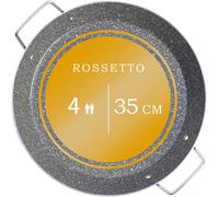ASFASFq-ROSSETTO Plat à Paëlla de 35 cm, 4 personnes, barbecue à gaz, avec revêtement en céramique sans PFAS, antiadhésive, poêle à paella en aluminium robuste, noire