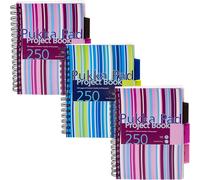 Asfasfq-S Proba5 Lot De 3 Cahiers De Projet À Spirale Avec Couverture Plastique Format A5 3 Intercalaires 250 Pages Lignées 80 G/M² Couleurs Assorties