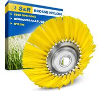 ASFASFq-S&R Tête Brosse débroussailleuse Universelle. Brosse Désherbage Gazon mauvaises herbes en nylon 200 x 25,4 mm Jaune