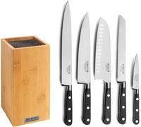Asfasfq-Sabatier Trompette - Bloc 5 Couteaux De Cuisine - Origin - Acier 5cr15mov - Finition Satinée - 26 X 15.5 Cm - Noir