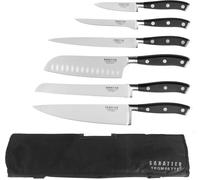 Asfasfq-Sabatier Trompette - Trousse Couteaux De Cuisine - Vulcano - Acier 5cr15mov - Finition Satinée - 43.5 X 49.3 Cm - Noir