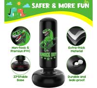 Asfasfq-Sac De Frappe Enfant - 160 Cm Set De Sac De Boxe Autoportant Avec Gants De Boxe - Dinosaure Sauvage Sport Sac De Kickboxing Gonflable Pour L'entraînement Karaté Taekwondo Mma