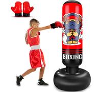 Asfasfq-Sac De Frappe Enfant, 165cm Punching Ball Enfants, Sac De Boxe Gonflable Avec Gants De Boxe, Cadeau Pour Garçons Et Filles De 3 À 12 Ans Pour Karaté, Taekwondo, Mma