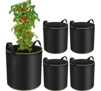 ASFASFq-Sac de Plantation 5 pièces 40L, Sac Plantation Pomme de Terre, Sacs à Plantes de Tomate avec Poignées, Sacs de Culture en Tissu Non tissé Pots pour Plantes, Fleurs, Fraises
