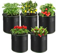 ASFASFq-Sac de Plantation 5 Sac de Culture avec Poignées, 15L Sacs à Plantes de Tomate, Sac Plantation Pomme de Terre, Pot Plantation pour Tomates, Carottes, Fraises, Légumes