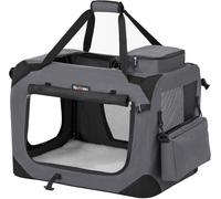 Asfasfq-Sac Transport Chat Chien, Caisse Pliable Animaux De Companie, Taille M, Tissu Oxford, Filet, Respirant, Portable, Cadre En Métal, Avec Poignées Et Pochettes, 60 X 42 X 42 Cm, Gris