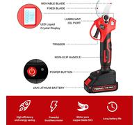 ASFASFq-Sécateur Électrique Sans Fil Brushless 30mm avec écran,2000mAh Batterie,Sécateur Professionnel Lame Convient Pour Les Jardins,Les Branches (deux batterie)