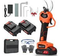 ASFASFq-Sécateur électrique - Sécateur électrique professionnel 40 mm avec 2 batteries 21 V/2000 mAh - Sécateur sans fil pour jardinage, vigne, arbre fruitier (red)