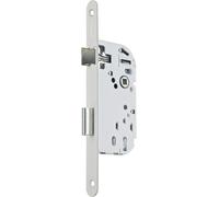 ASFASFq-Serrure à Encastrer à clé, Axe à 40 mm, Coffre 135 mm - P15 - Réversible sans démontage, Têtière bouts ronds - Porte intérieure de communication, chambre, bureau - Blanc, Gâche et Clé inclus
