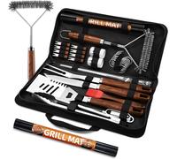 ASFASFq-Set d'Accessoires de Barbecue en Acier Inoxydable 31 Pièces ¿ avec Sac de Transport, Thermomètre à Viande et Tapis de Nettoyage ¿ Idéal pour Jardin, Camping et Cadeau