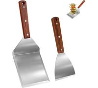 ASFASFq-Set de spatules à Barbecue en Acier Inoxydable,spatule plancha,avec Un Grand Retourneur de Grillades et Un Écraseur à Burgers,Cadeaux Barbecue pour Hommes