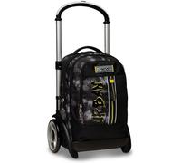 ASFASFq-Seven Trolley Schoola Tire - HEAVY BOY - Sac à dos détachable 3 en 1 - Double barre télescopique - Maxi roues - Noir, Jet Black, 39 x 57 x 28 cm, Sac à dos