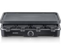 ASFASFq-SEVERIN Appareil à raclette pour 8 personnes, Plaque de cuisson avec surface de cuisson rainurée 41,7 x 26,3 cm antiadhésive, Gril raclette 1 400 W, Noir, RG 9670