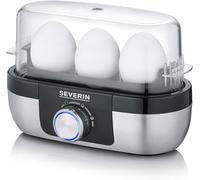 ASFASFq-SEVERIN Cuiseur à ?ufs 270 W, Appareil de cuisson pour 1 à 3 ?ufs, Doseur d'Eau et Perce-?ufs Inclus, Cuit-?ufs avec contrôle électronique du temps de cuisson, Inox, EK 3163