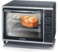 ASFASFq-SEVERIN Mini-Four à chaleur tournante 30 L avec tournebroche, Four posable 1 600 W design simple et élégant électrique avec minuteur 120 min, Noir/Inox, TO 2056