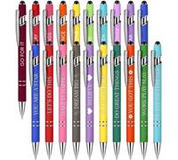 Asfasfq-Shaidojio 20pièces Stylo Bille De Citations, 1.0mm Noire Encre Stylo Personnalisé En Métal, Rétractable 2 En 1 Stylos De Motivation À Écran Tactile Pour Collègues Bureau École Enseignant