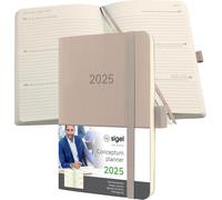 Asfasfq-Sigel C2531 Agenda Semainier 2025, A6, Couverture Souple, Taupe - Conceptum